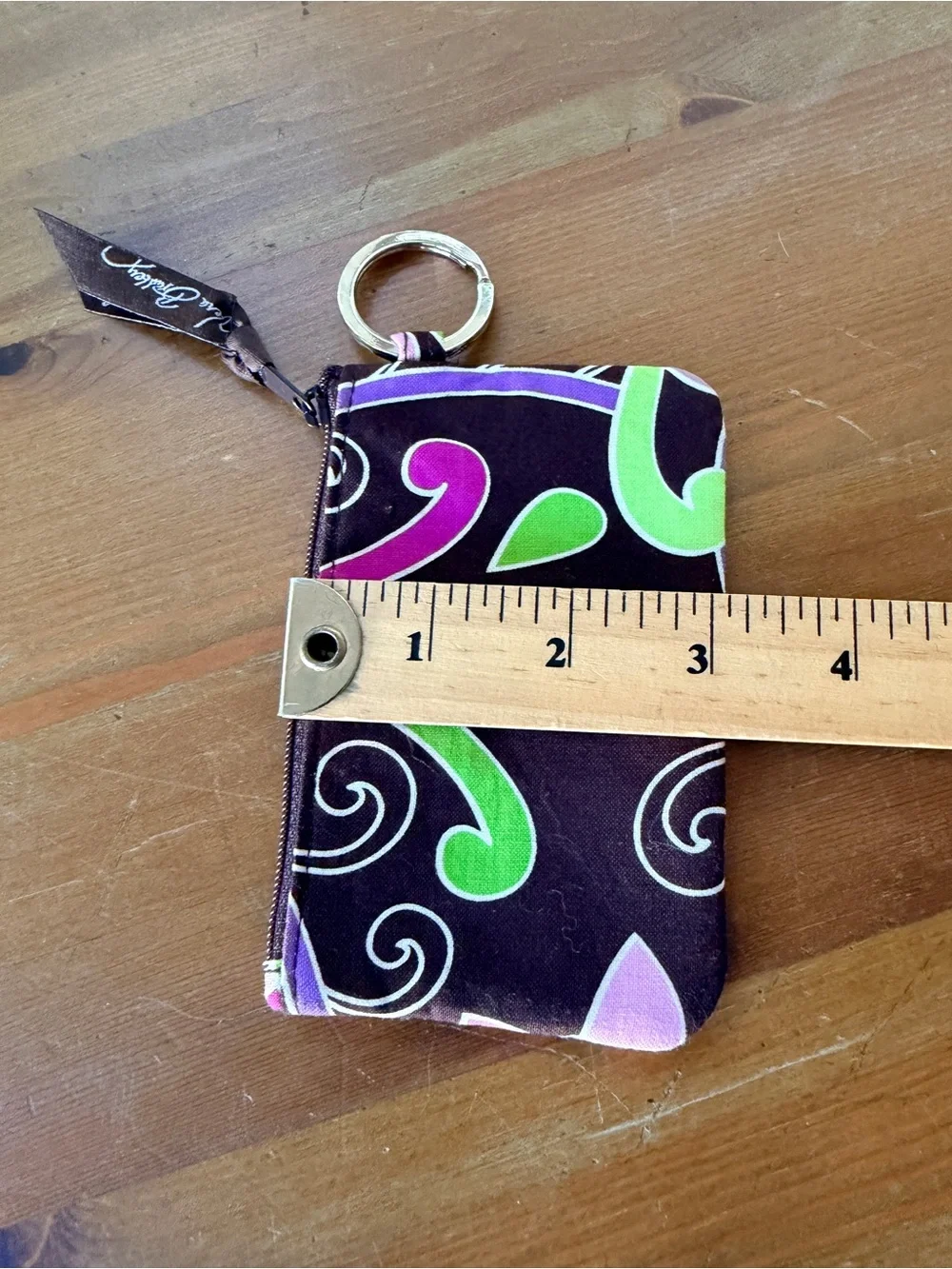 Vera Bradley Retired Vintage Purple Punch Pattern ID Wallet Split Keychain